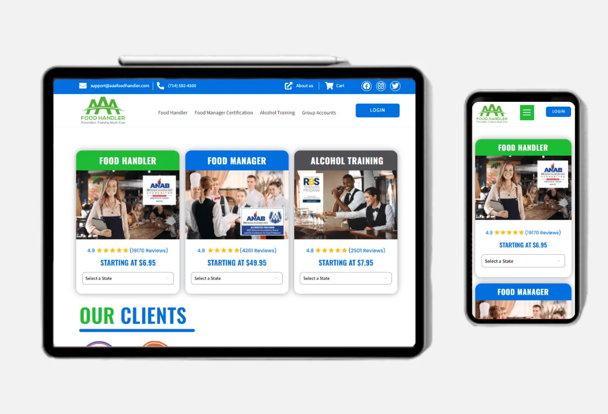 AAA Food Handler Training Platform | AR Webcrafts
