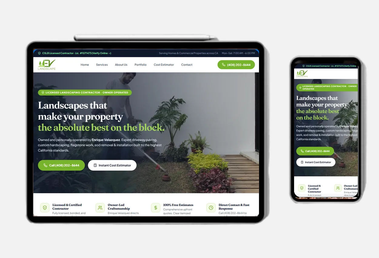 E V Landscape — CSLB Contractor | AR Webcrafts