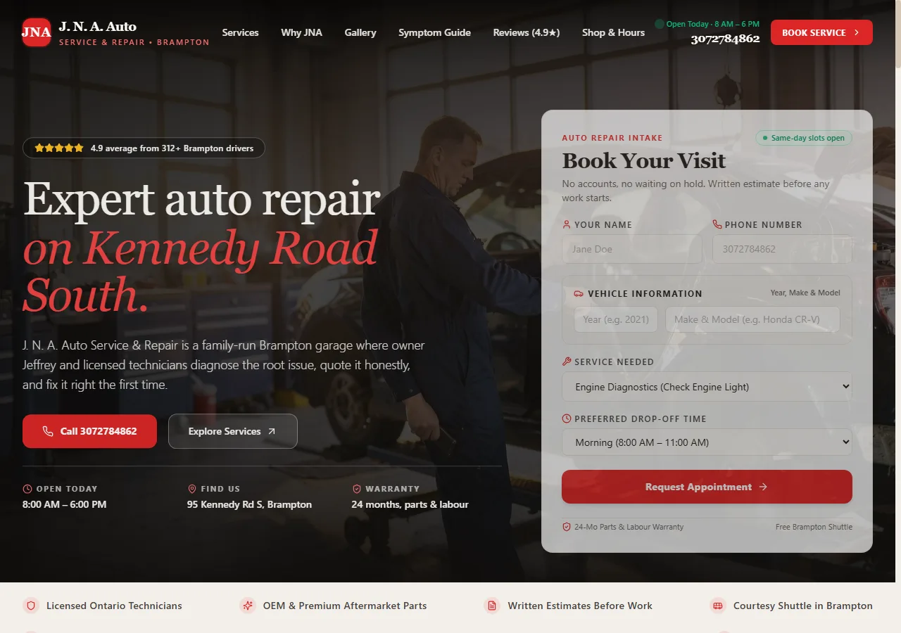 J.N.A. Auto Service & Repair — Brampton | AR Webcrafts
